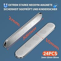 BKSAI Unzerbrechliche Magnete zum Kleben 24er, Stark Neodym Hält 450G | Flach Magnetband Selbstklebend, Klebemagnete 65x10x2mm, Flachmagnete für Schule Büro Küche Camping Fixierungskomponente – Ansicht 2
