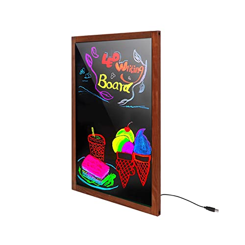 Borwart Led Drawing Chalk Boards: 22 × 14 Inches Frame Hanging Display Stand - Glass Surface Board Gift For Kids, Restaurant, Kitchen #TOP4