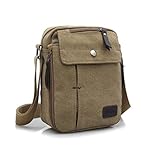 Taille : 21 cm*19 cm*9 cm Generic Mode Multifonction Sac de Toile pour Homme décontracté Voyage Sac Messenger Sport Outdoor Vintage S Kaki
