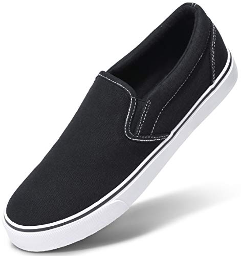 CAMEL CROWN Men's Slip on Canvas Shoes Lightweight Skateboarding Shoes Casual Walking Sneakers Comfortable Skate Shoes Black 11