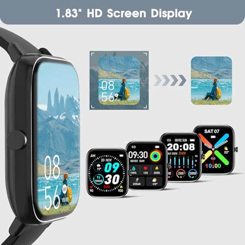 Fttmwtag Smart Watch For Android Iphone-Call Receive/Dial/Read Message/Ai Control-1.83 Inch Hd Screen-Ip67 Waterproof Fitness Smartwatch-Blood Pressure/Heart Rate/Spo2/Sleep Monitor-Sport Tracker For Women Men thumb #3