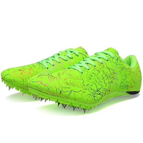 DKHHN Men's Spikes Track and Field Shoes Outdoor Sprint Racing Running Jumping Training Cleats Green...