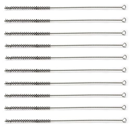 Image of Utoolmart Steel Wire Tube Brush, Stainless Steel Spiral Power Bottle Cleaning Brush Long-Handle Bristle Pipe Cleaning Tool, 0.3-inch Diameter 12-inch Length,10pcs