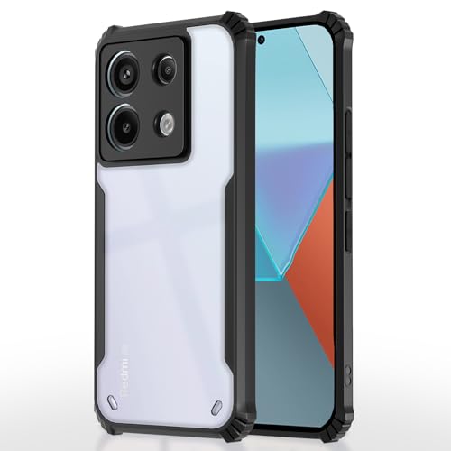 Image of Pikkme Back Cover for Redmi Note 13 Pro 5G | Ultra Hybrid Shockproof Case | Full Camera Protection | Raised Edges | Clear Transparent Bumper Case (Black)