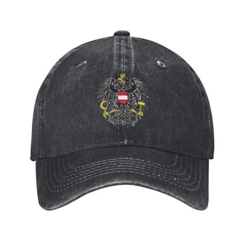 Vintage Cap Coat of Arms of Austria Austrians Baseball Cap Dad Hat Trucker Caps Golf Hat for Men Women Washed Cotton Distressed Low Profile Adjustable Black