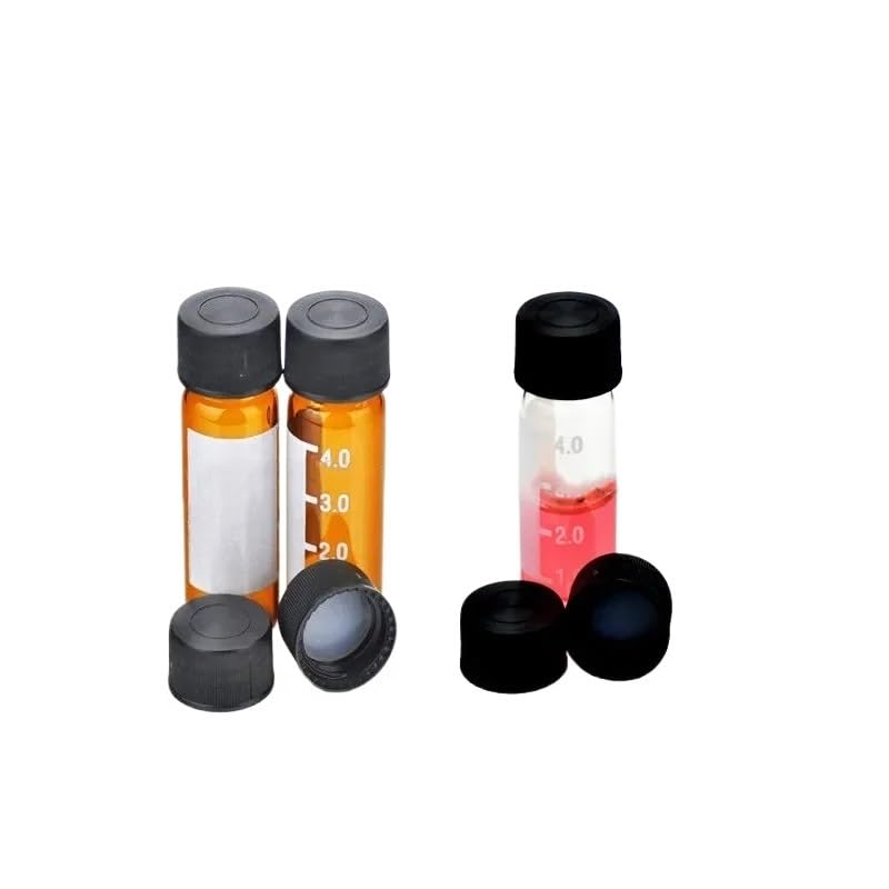 Chromatography Vial Cap Black Storage Bottle Cover 4 ml Polypropylene Solid Cap with Red PTFE/White Silicone Septa 13 mm 100/PK