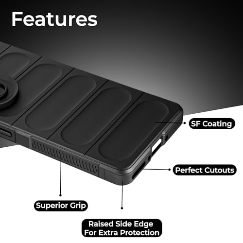 Image of A rtistque Back Cover Case for Realme 12 Plus 5G / Realme P1 5G / Narzo 70 5G / Narzo 70 Pro 5G | with Inner Fabric | Stylish AirBag Case | Liquid Stripe Silicone | Anti Slip Grip - Black