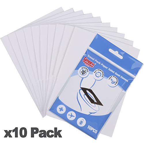 Gmark Portable Paper Toilet Seat Covers Travel Packs (100 PCS) XL size Thick Strength Strong 100% Virgin Paper Disposable Flushable Biodegradable Camping Airplane Travel Potty Training GM2002A