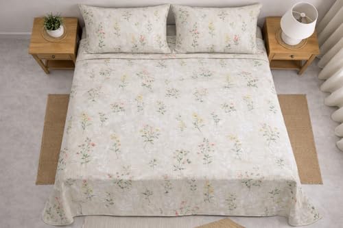 Image of DECORUM Cloud Cotton Double Bedsheet Floral Print with 2 Pillow Covers | 244 TC | Ultra Soft Feel | Premium Comfort | Breathable & Skin Friendly | for Bedroom (90 x 90 Inches)