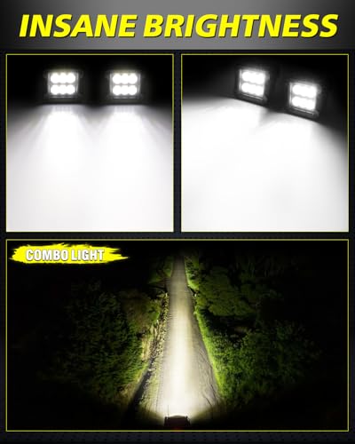 Image of 3 Inch LED Pods 120W CREE LED Cubes 3x3 Offroad Ditch Lights | Spot Flood Combo Beam, High Intensity CREE LEDs Square LED Cube Lights Pods for Truck Pickup Motorcycle SUV UTV ATV