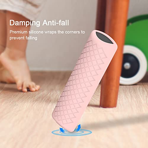 Image of Silicone Case Compatible with Fire TV Stick 3rd Gen 2021 Remote Full Wrap with Lanyard, Compatible with Fire TV Stick Remote Cover (Only Silicon Cover Included) - Pink Style 2
