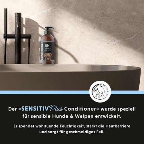 Annimally Sensitiv Plus Conditioner - Natürliche pflegende SpüLung für Sensible Hunde & Welpen, Seidiges Fell mit Sheabutter, ph-neutral, ohne Silikone, Parabene & künstliche Duftstoffe - 500 ml