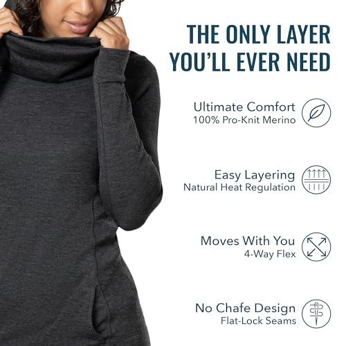 Women's Merino Wool Cowl Pullover by Woolly | RWS Certified | Warm, Soft, Seattle Designed3