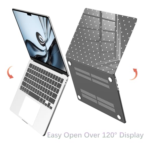 BlHMCASE Compatível com MacBook Pro de 14 polegadas 2025-2021 M4 M3 M2 M1 A3112 A3185 A3401 A2918 A2992 A2779 A2442, linda capa rígida protetora de bolinhas brancas para Mac Pro 14
