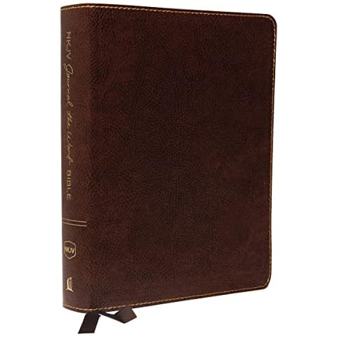 NKJV, Journal the Word Bible, Large Print, Bonded Leather, Brown, Red Letter Edition: Reflect, Journal, or Create Art Next to Your Favorite Verses Cover