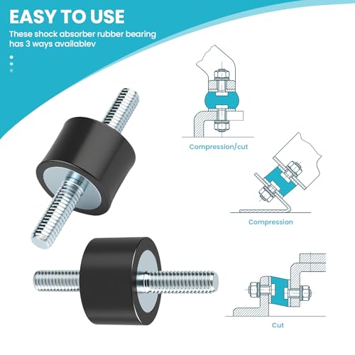 PENCHUAN 8 Stück Gummipuffer m6, M6 Gummi Stoßdämpfer Gummilager, Gummi Schwingungsdämpfer Gummidämpfer Silentblock für Wasserpumpen,Luftkompressoren,Industrie (VV20*15 M6*18)