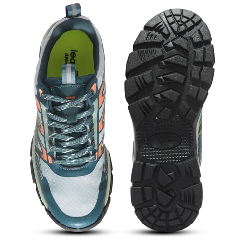 Image of Liberty LEAP7X ENDUVERS1E Black & Green Sports Lacing Running Shoes for Mens