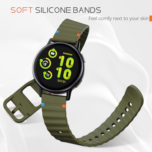 Silicone Bands Compatible with Garmin Vivoactive 6/5 Watch Band/Garmin Venu/Sq Women Men, Soft Wave Rubber Strap for Forerunner 165/55/245/652 Quick Release Wristband with Decorative Woven Line - image 4