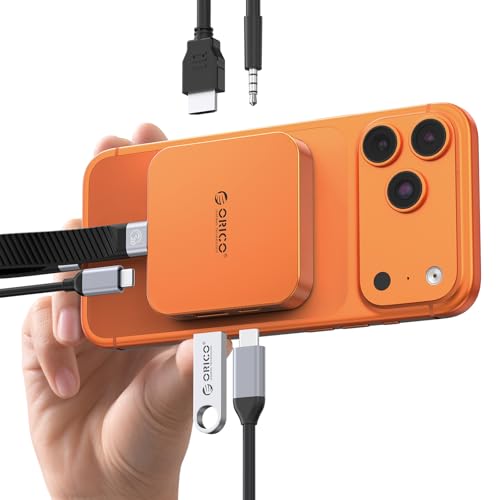 Image of ORICO 10Gbps Magnetic M.2 Docking Station, 6-in-1 USB C HUB & M.2 2230 NVMe Enclosure with HDMI 4K@60Hz, USB-A&C 3.2, 100W PD, AUX, USBC Dock for iPhone 17 /16 /15 Pro /Pro Max