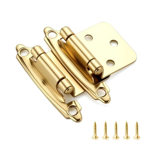 Image of Ravinte Gold Cabinet Hinges, 1 /2 Inch Overlay, 40 Pack (20 Pairs)