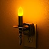 Briignite Flameless Candle Night Lights Plug into Wall, Amber LED Night Light with Dusk to Dawn Sensor, 0-100LM Dimmable Plug in Chandelier Night Light for Kids, Hallway, Bathroom, Bedroom