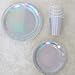 rainbow Gradiente Iridiscente Vajilla Desechable Establece Plato Taza Novia Baby Shower Bautismo Boda Brithday Party Supplies, 24Pcs
