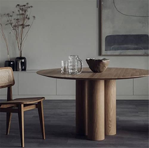 Niuyao Modern Round Solid Wood Dining Table, 51" W Circular Tabletop With 3 Legs Pedestal For Dining Room Kitchen Leisure Coffee Table -Light Wood #TOP4