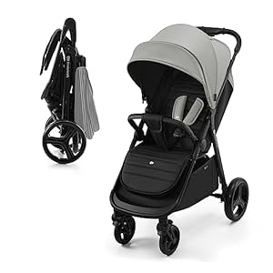 Kinderkraft RINE Silla de Paseo, Carrito bebé, cochecito bebé, Suspensión, Impermeable con UPF 50+, Plegable, Fácil de Plegar, Gris