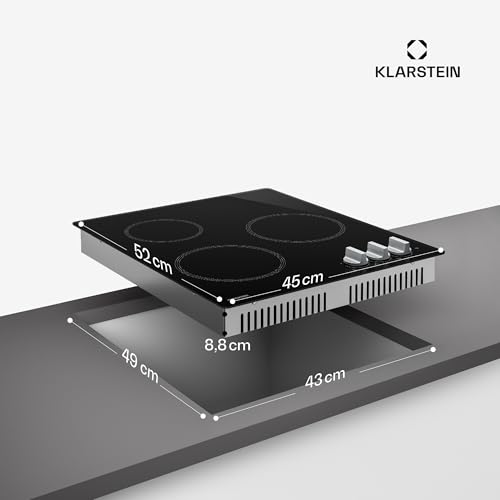 Klarstein Kochheld Placa Induccion 3 Fuegos - 5700W Boost, 3 Zonas, Mando Giratorio, Indicador Calor Residual, Protección Sobrecalentamiento, Vitrocerámica 45cm, Placa de Inducción, Negro - imagen 6
