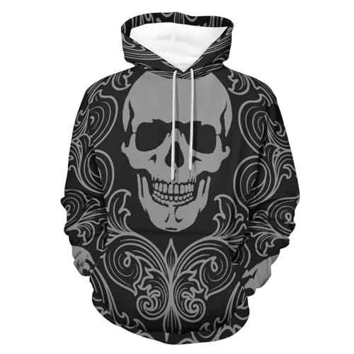 Sweat à capuche crâne noir chaud et confortable pull manche longue