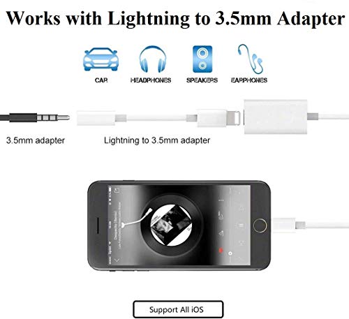 [Apple Mfi Certified] Iphone Adapter & Splitter, 2 In 1 Dual Lightning Headphone Jack Aux Audio & Charge Adapter Dongle For Iphone 13/12/Se/11/Xs/Xr/X/8/7 Support Call + Charge + Sync + Music Control #TOP2