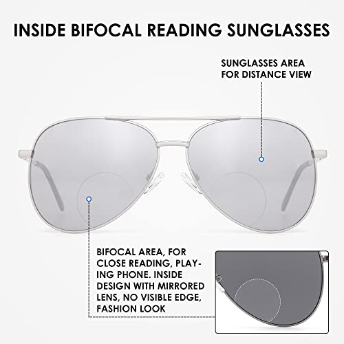 Sophily 3 Pack Bifocal Reading Sunglasses For Women Men, Aviator Sun Readers Glasses Mirrored Shades Uv400 +2.50 #TOP4