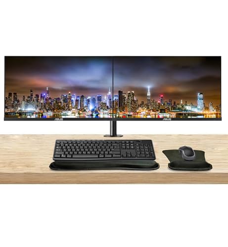 Image of Asus VY249HF 24-inch 1080p FHD LCD Monitor, 2-Pack, HDMI, Low Blue Light, 100Hz 1ms, Desk Mount Dual Monitor Stand, MK270 Wireless Keyboard & Mouse, Gel Mouse & Wrist Pad