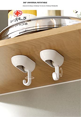 Adhesive Wall Hooks For Hanging Towel Hooks For Coat Robe Towels Stick On Bathroom Or Kitchen Universal Rotatable Ceiling Hooks 4 Pack White #TOP3