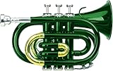 Classic Cantabile Brass TT-400 B-Taschentrompete (Messing, Schallbecher Durchmesser: 93 mm, Bohrung: 11,8 mm, Stimmung: B, inkl. Leichtkoffer, Mundstück, Putztuch, Handschuhe) klar lackiert (Grün)