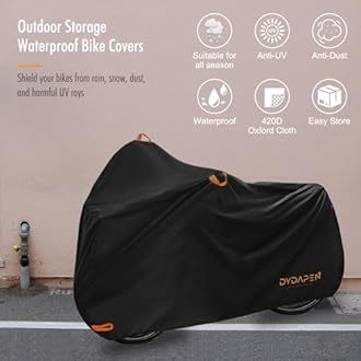 Bike Cover Outdoor Storage Waterproof 2 Bikes, 420D Bicycle Cover Storage Waterproof Protect from Rain Dust UV for Ebike Electric Bike Mountain Road Bike (XXL for 2 Bikes)
