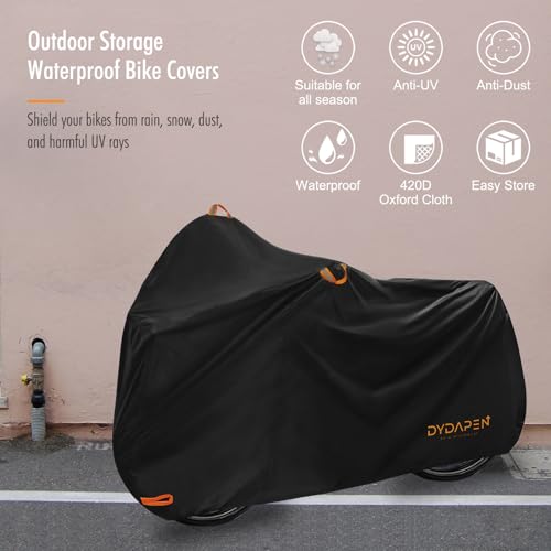 Bike Cover Outdoor Storage Waterproof 2 Bikes, 420D Bicycle Cover Storage Waterproof Protect from Rain Dust UV for Ebike Electric Bike Mountain Road Bike (XXL for 2 Bikes)