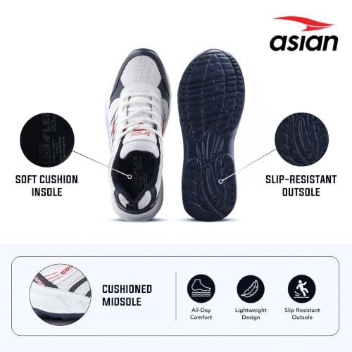 Image of ASIAN Wonder-21 Men's Running Shoes | Lace-Up Shoes with Lightweight Mesh Upper | Cushioned Comfort & Durable Grip for Daily Use