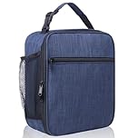 TIECHI Insulated Lunch Bag with Side Mesh Pocket, Thermal Lunch Bag for Men Adults, Water-Resistant Leakproof Cool Bag for Work/School/Picnic/Outdoor(Blue)
