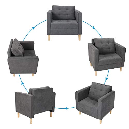 Sthouyn BCSFX Mid Century Modern Upholstered Fabric Accent Chair With Arms Set Of 2 Armchair Comfy Reading Chair For Living Room Studio Office Couch thumb #7