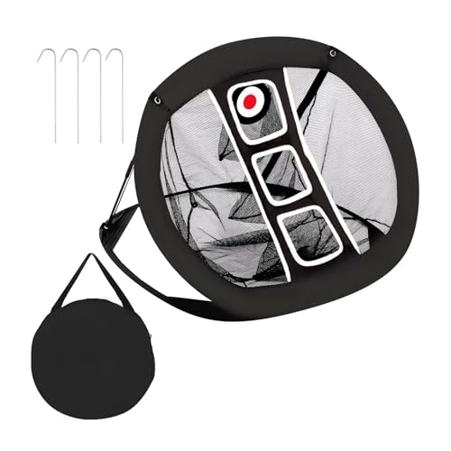 byepica 34 in Golf Chipping Practice Net with Target, 210D Polyester Golf Net, Portable, Black Border and Net, Easy Setup, Includes Ground Nails