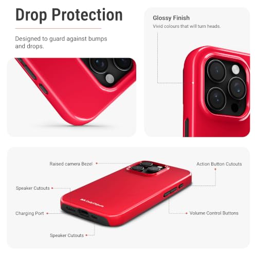 Image of DailyObjects Enamel Bumper MagSafe Case for iPhone 16 Pro Compatible with Mag-Safe Wireless Charging | Red Hybrid Magnetic Back Cover
