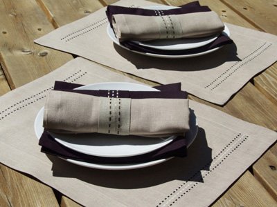 Servilletas berenjena de lino y algodón para cenas elegantes 5