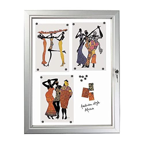 M&T Displays Enclosed Lockable Magnetic Showboard 4X(8.5X11) Inches Silver Aluminum Outdoor Noticeboard For Office School Classroom Hospital Commercial Use #TOP1