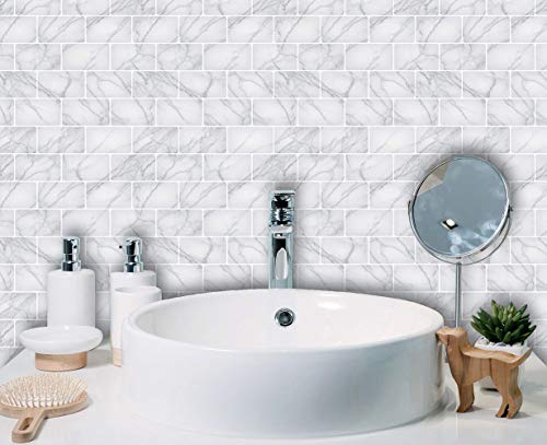 Art3D 10-Sheet Peel And Stick Backsplash Tile For Kitchen (12"X12", Grey Marble) #TOP6