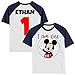 Personalized Mickey's 1st Birthday Shirt | Handmade Decorated Shirt | Personalized with Name | Unisex Short Sleeve Raglan T-Shirt