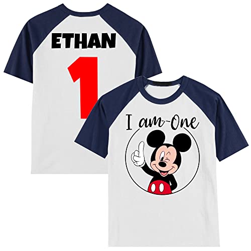 Personalized Mickey's 1st Birthday Shirt | Handmade Decorated Shirt | Personalized with Name | Unisex Short Sleeve Raglan T-Shirt3