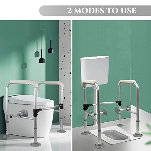 Okstenck Toilet Safety Rails, Bathroom Safety Assist Frame With Support Grab Bar Handles & Railings For Elderly, Pregnant, Senior, Handicap, Disabled, Adjustable Height Width #TOP2