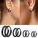 Imagen de Pendientes de Aro de Negro 4 Pares Aretes de Aro de Acero Inoxidable para Mujer Aretes Pequeños Hipoalergénicos de Negro para Mujeres y Hombres 6
