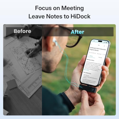 Image of HiDock P1 mini AI Voice Recorder: Smart Voice Recorder Work with Wireless Earbuds for Meeting Lectures Calls BlueCatch Tech Digital Audio Recorder Transcription Summary HiNotes APP Control 32GB